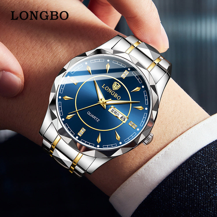 Longbo Brand Men's Quartz Waterproof Watch: Simple Casual Couple Watch.