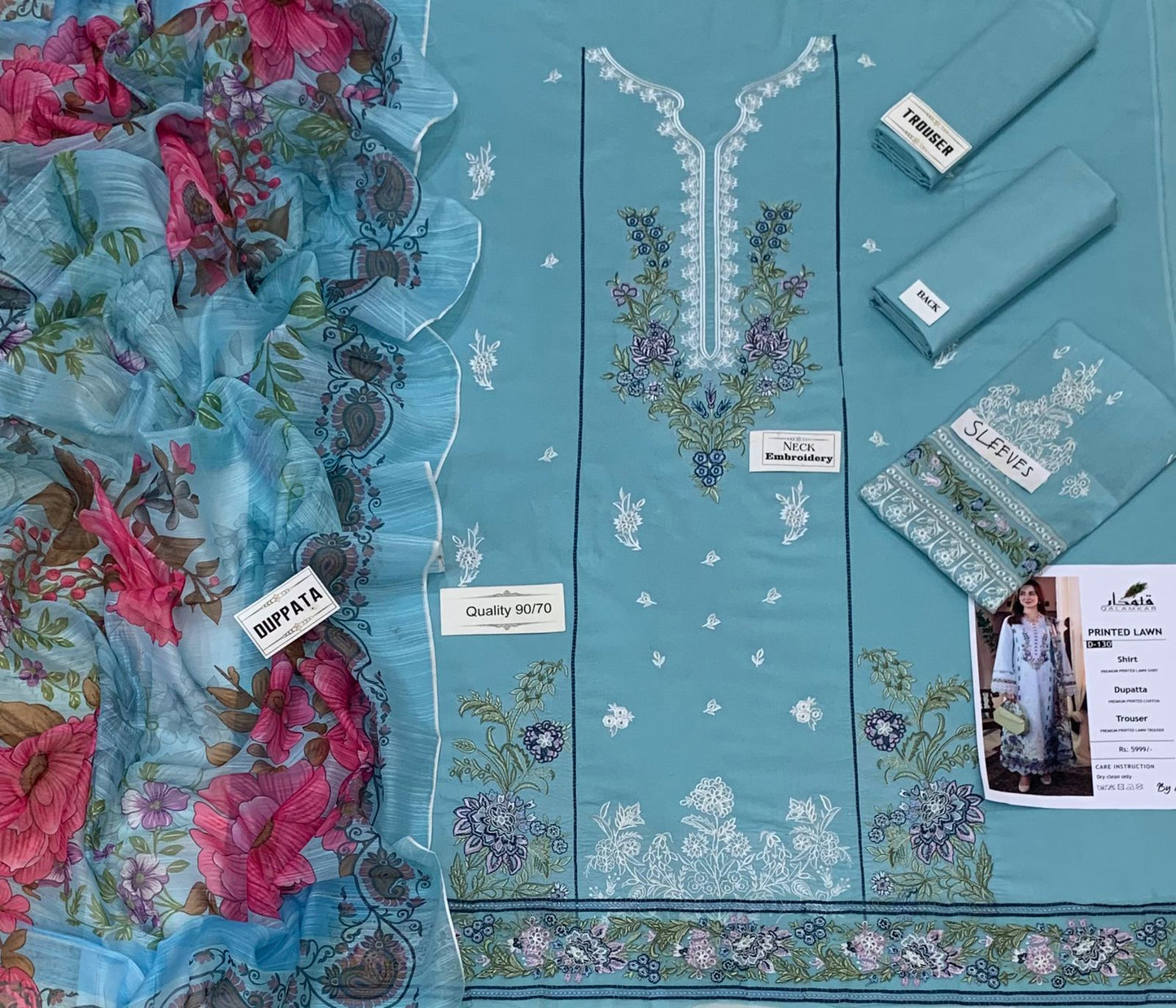 Jade Summer Collection: Quality Airjet Lawn with heavy embroidered,