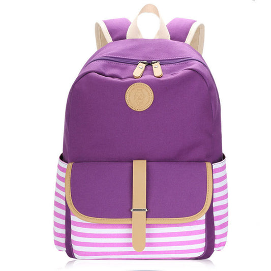 Girls imported canvas school bag pack with strips