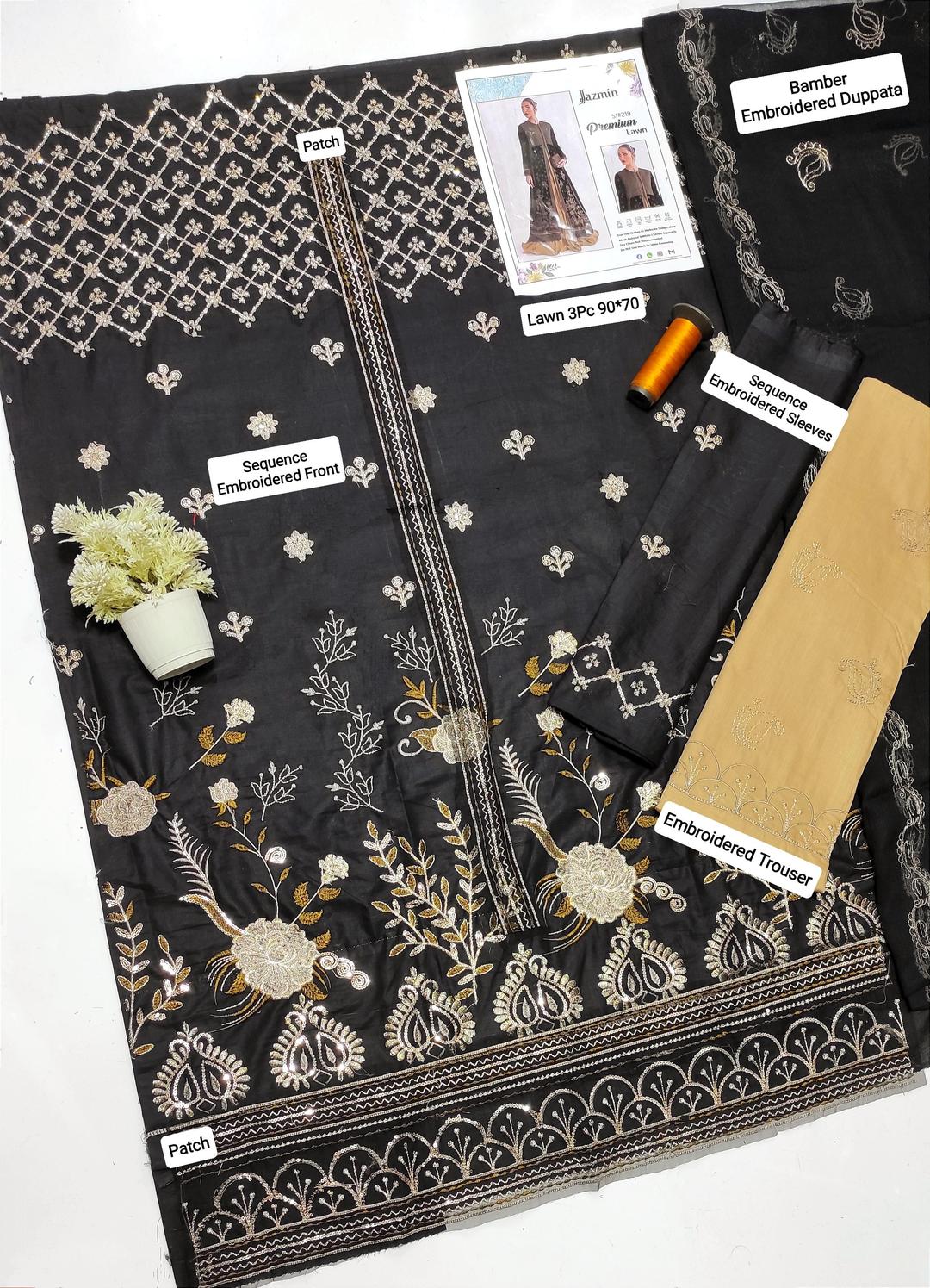 Women embroidered unstitched sequin dress