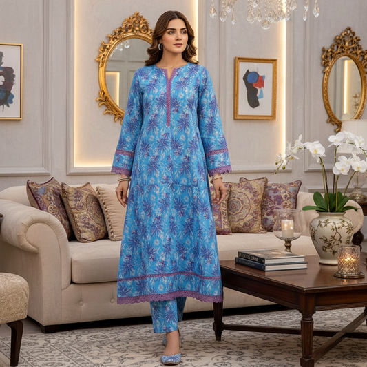 RUPAS, Digital Print Superior Lawn All-Over Print Shirt & Trouser