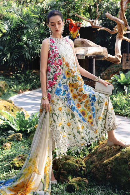MARIA.B printed lawn front with heavy embroidered