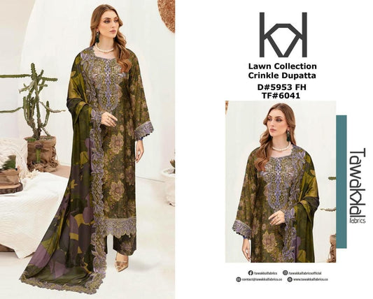 Tawakal printed lawn 90/70*
*03PCS unstitched dress*