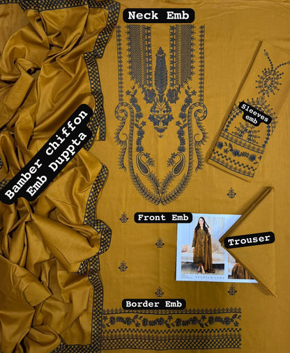 LIBAS-lawn shirt with bamber chiffon dupatta vibrant sale