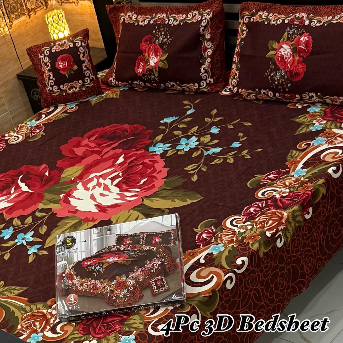 4Pc 3D Panel Bedsheet 25 design