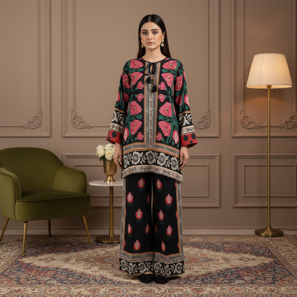 New Arrival stitched 2 piece printed shirt, trouser