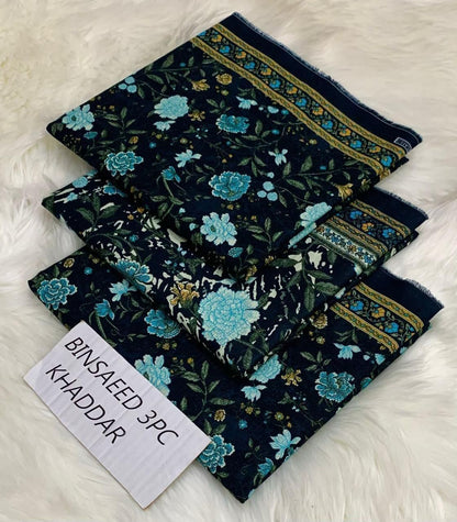 Ladies winter collection printed Karandi (Dupatta, shirt, trouser, 3Pcs)