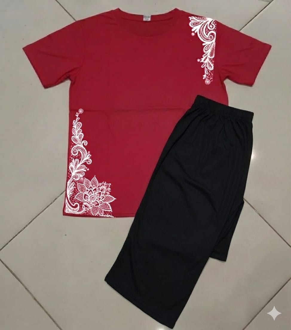 New Cotton Jersey,Flower Printed Night Suits for Girls and Women
