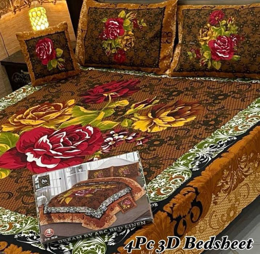4Pc 3D Panel Bedsheet 25 design