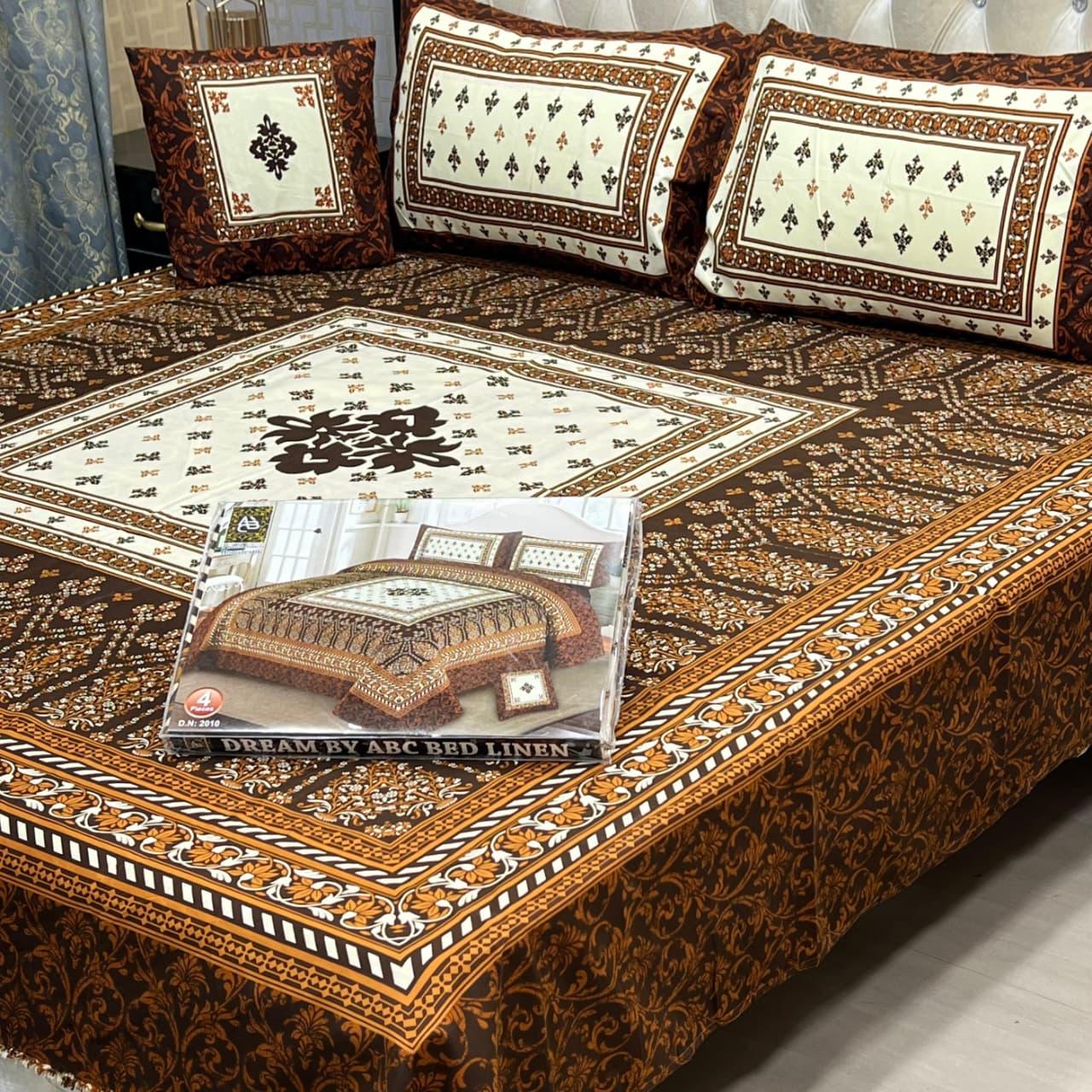 3 D PANAL BEDSHEET CRYSTAL COTTON 4 PCS