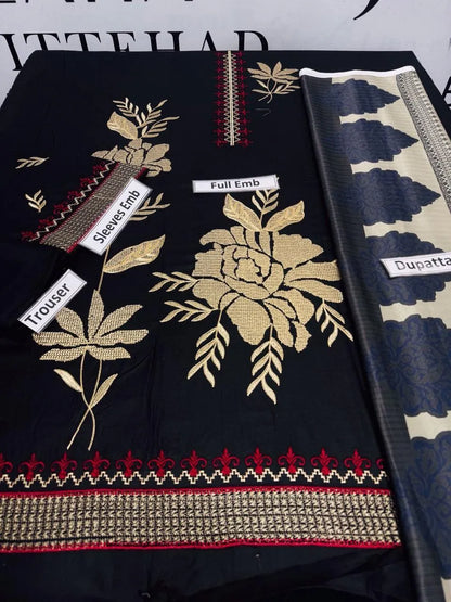 Women's embroidered unstitched dress winter collection