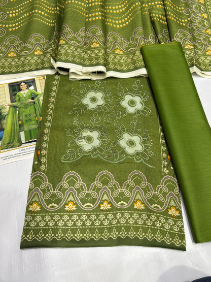 SUMMER COLLECTIONS Best Quality Pure Airjet lawn 90/70* Front Panel full Embroidered.