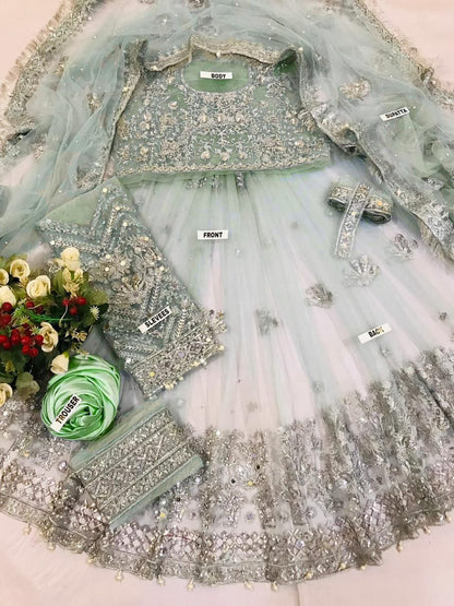Kashee bridal collection,Front net heavy zari work embroidered