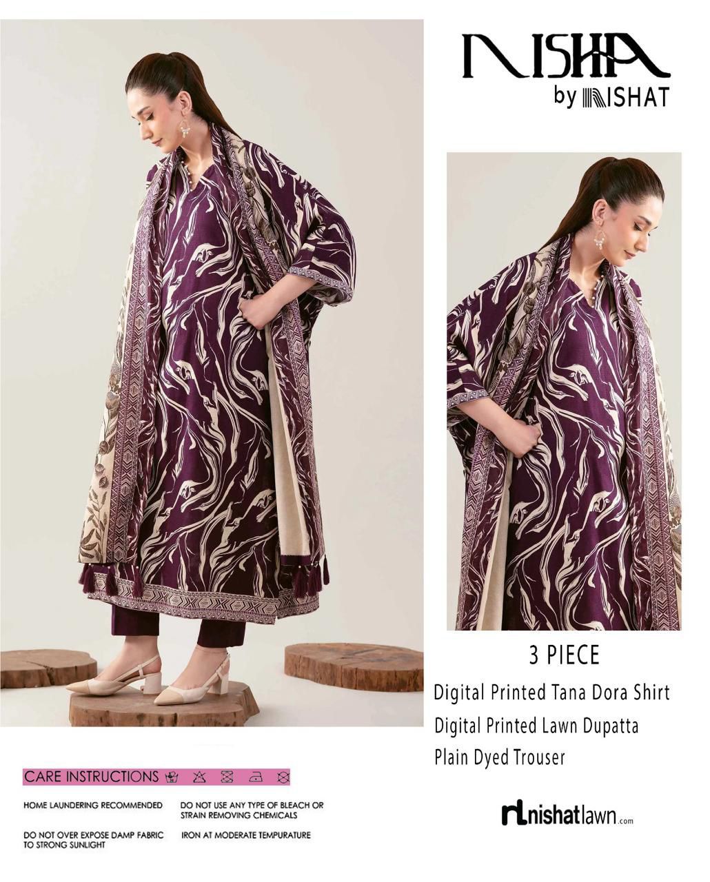 NISHA, by Nishat, Premium Printed Lawn Tana Dora Shirt