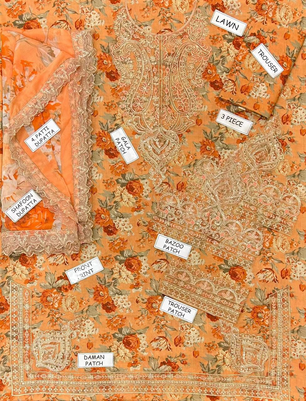 Lawn collection 2026*Baroque
03 PCS unstitched* printed lawn90/70*