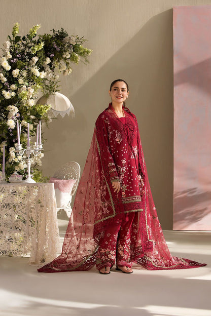 Sobia Nazir offers a premium lawn shirt featuring an intricately embroidered neck and a heavily embroidered front.