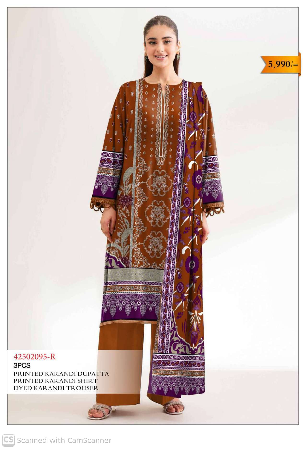 Ladies printed Karandi dress