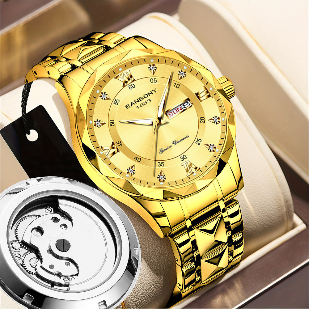 BANBONY watches men's imitation automatic mechanical watches hollow calendar fashion live selling in stock generation