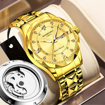 BANBONY watches men's imitation automatic mechanical watches hollow calendar fashion live selling in stock generation