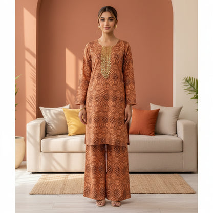 Arabic Lawn, with peach block 2Pcs
