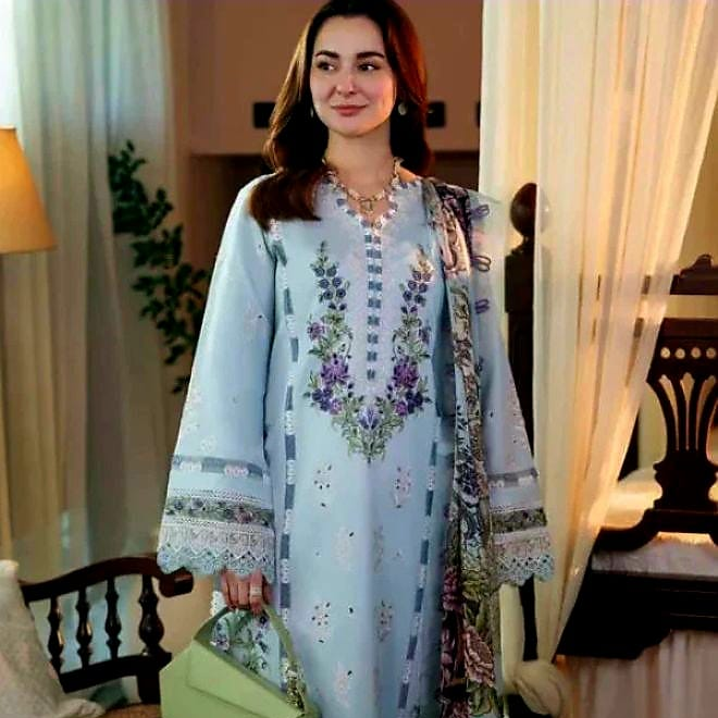 Jade Summer Collection: Quality Airjet Lawn with heavy embroidered,