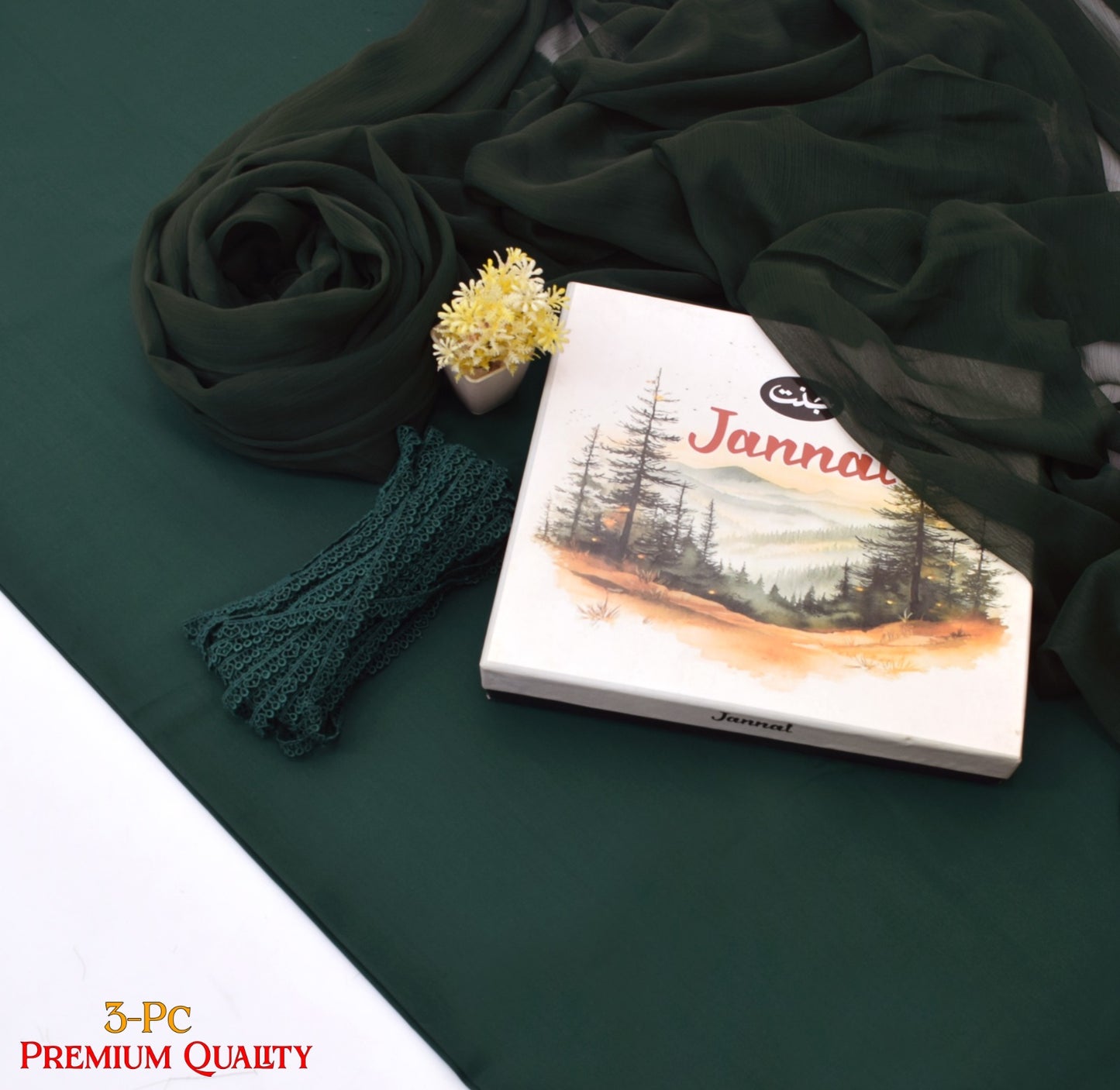 JANNAT BRAND- DYED BRANDED LAWN SHIRT,TROUSER, KRINKAL SHAFOON DUPPATA