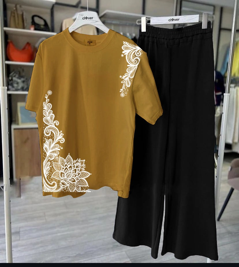 New Cotton Jersey,Flower Printed Night Suits for Girls and Women
