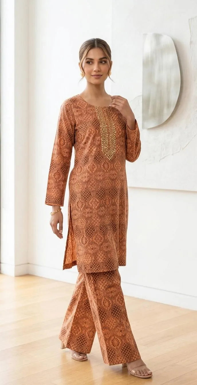 Arabic Lawn, with peach block 2Pcs