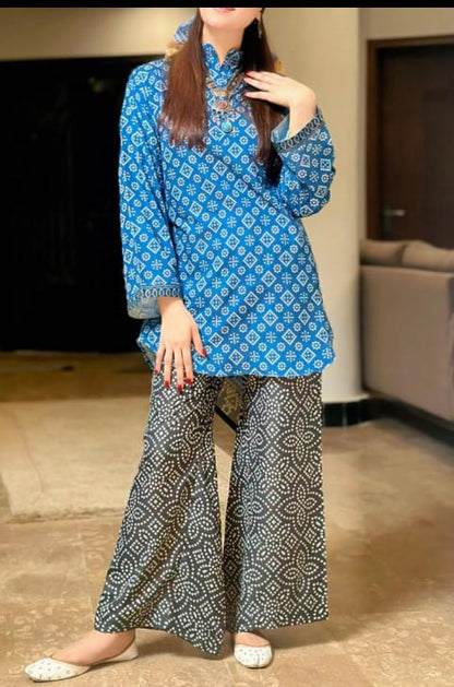 New Arrival stitched 2 piece printed shirt, trouser