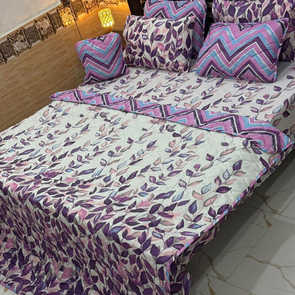 7Pcs Printed Comforter Set, Cotton Mix, 100% Fine Stuff, 22 colors