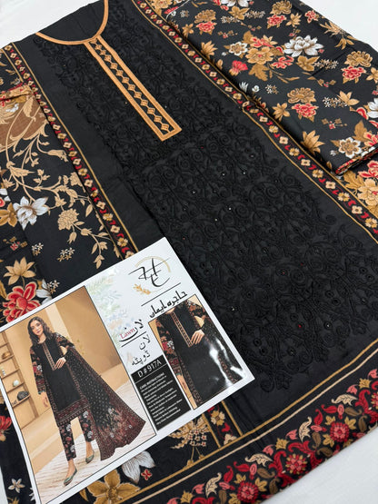 Hajra Eman, (حاجرہ ایمان) Lawn 90/70, Pannel sequence Embroidered 40 design and color