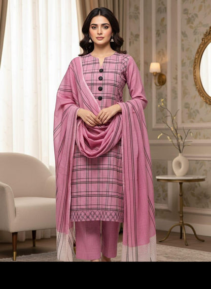 Soft Multani Khaddi Lawn Lining Shirt, 3Pcs 7 colors