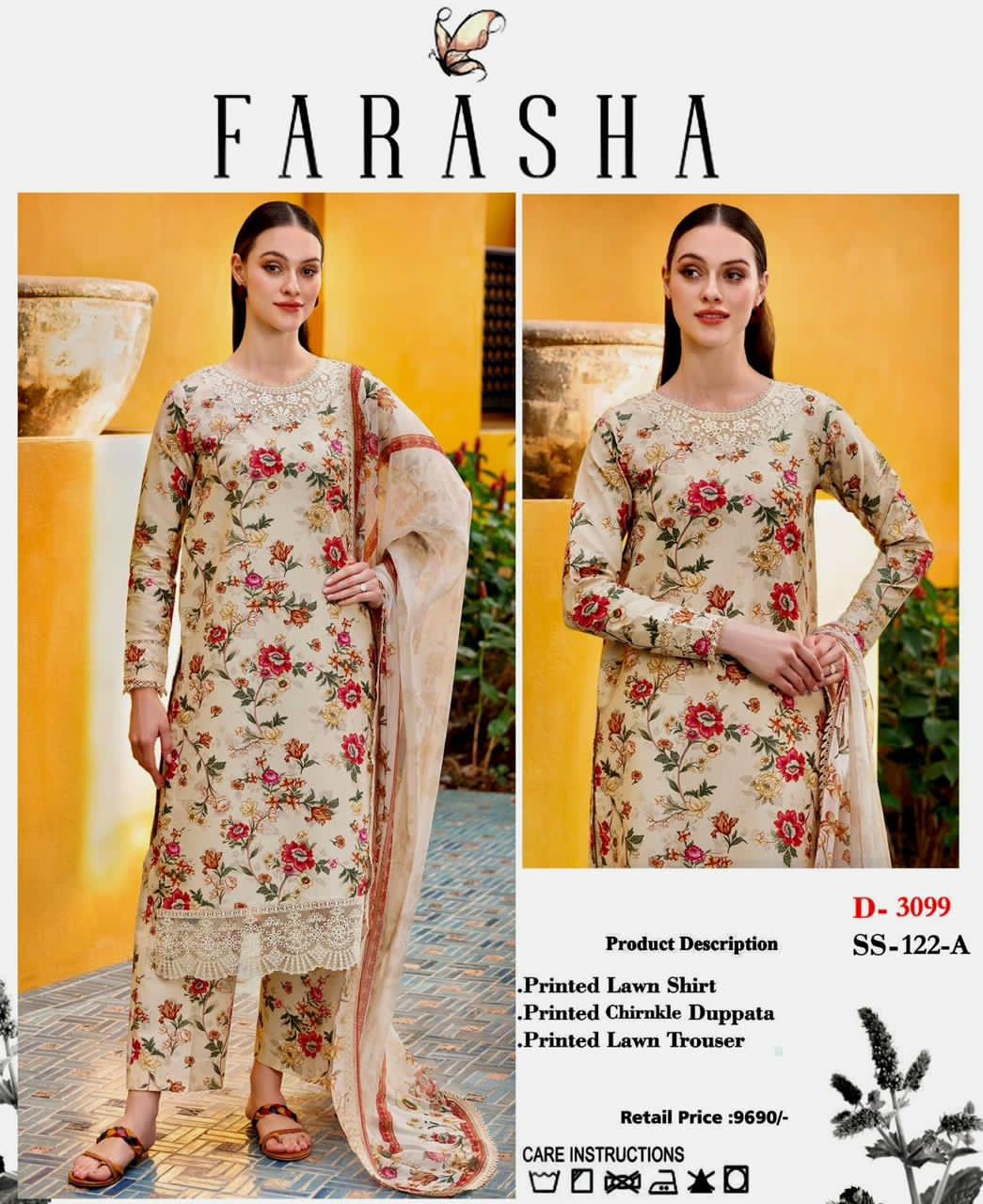 Maria B, Elam, Sabyasachi, wn 3pc 90/70*