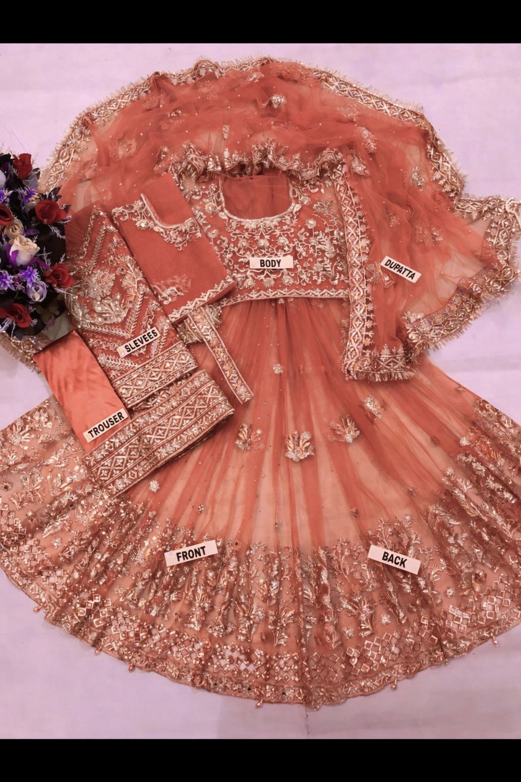 Kashee bridal collection,Front net heavy zari work embroidered