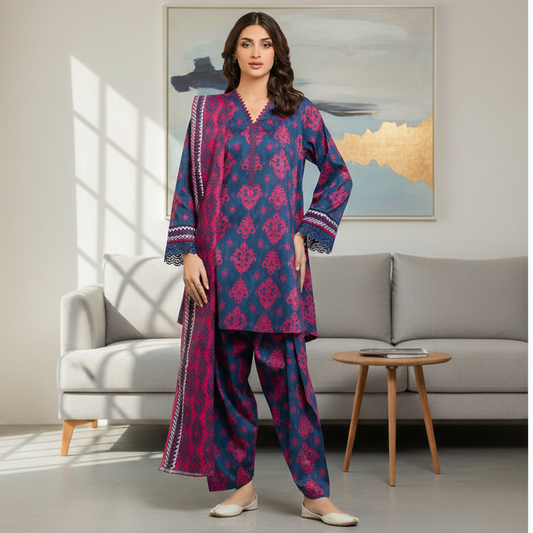 edenrobe,Digital Printed Lawn Shirt & Trouser With, Printed Lawn Dupatta