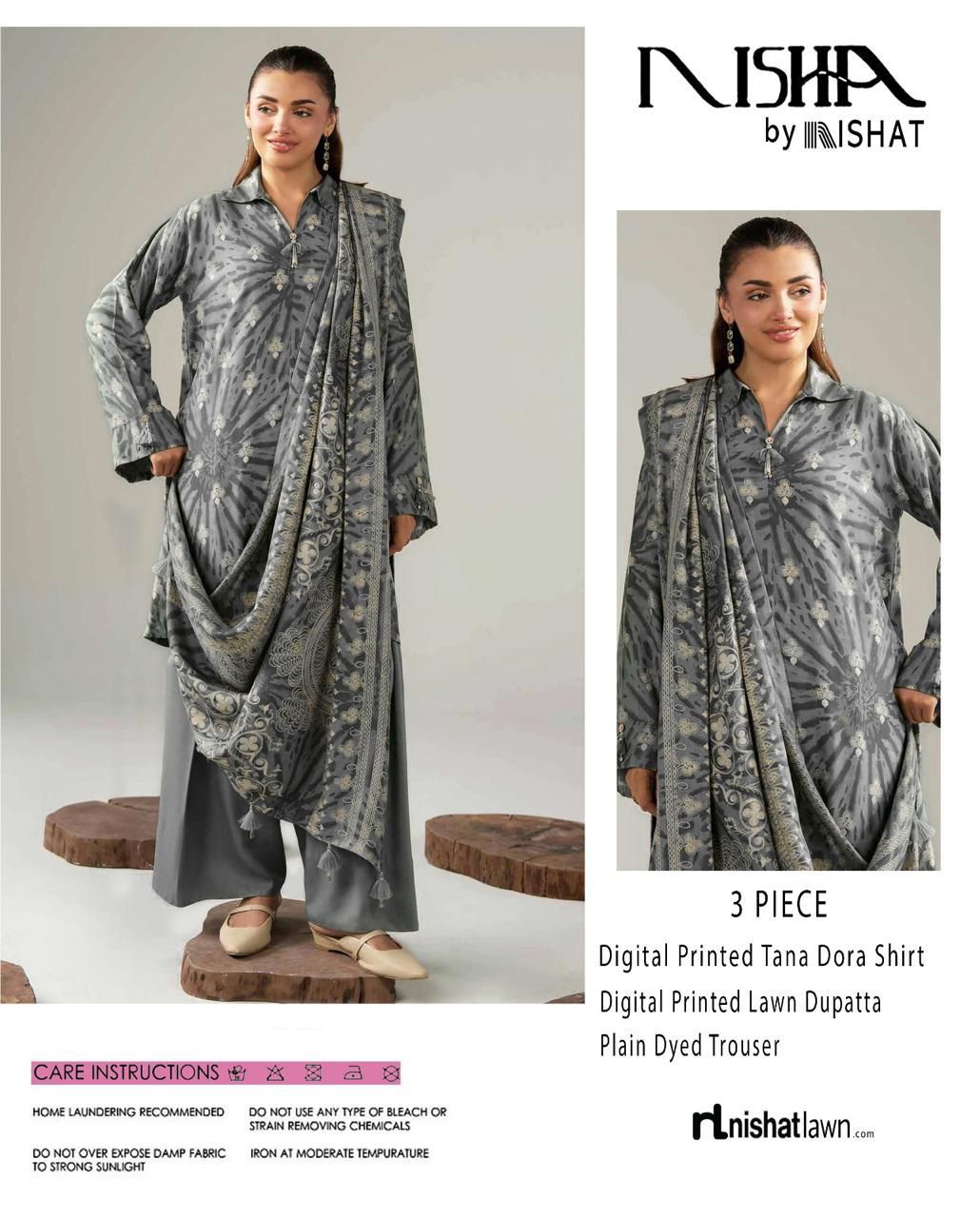 NISHA, by Nishat, Premium Printed Lawn Tana Dora Shirt