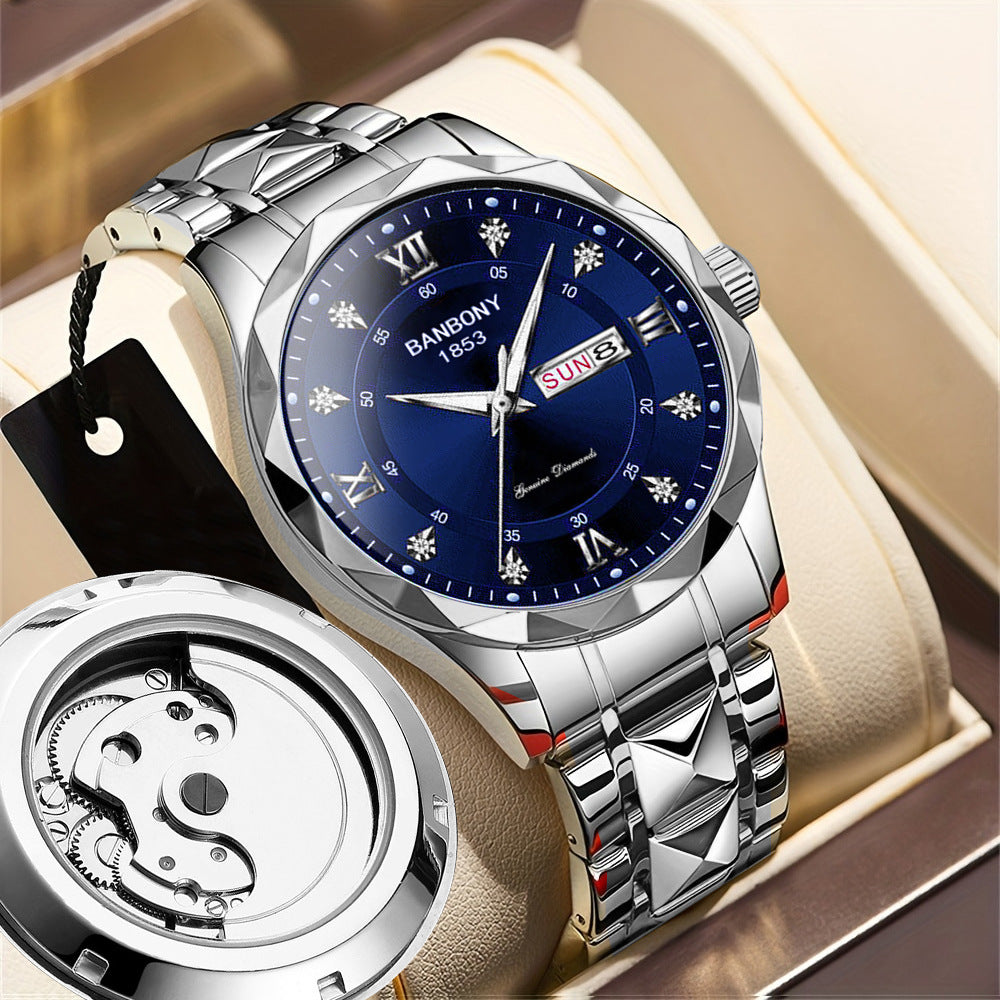BANBONY watches men's imitation automatic mechanical watches hollow calendar fashion live selling in stock generation