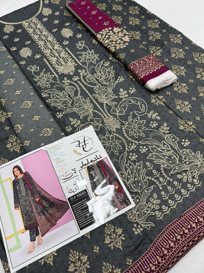 Hajra Eman, (حاجرہ ایمان) Lawn 90/70, Pannel sequence Embroidered 40 design and color