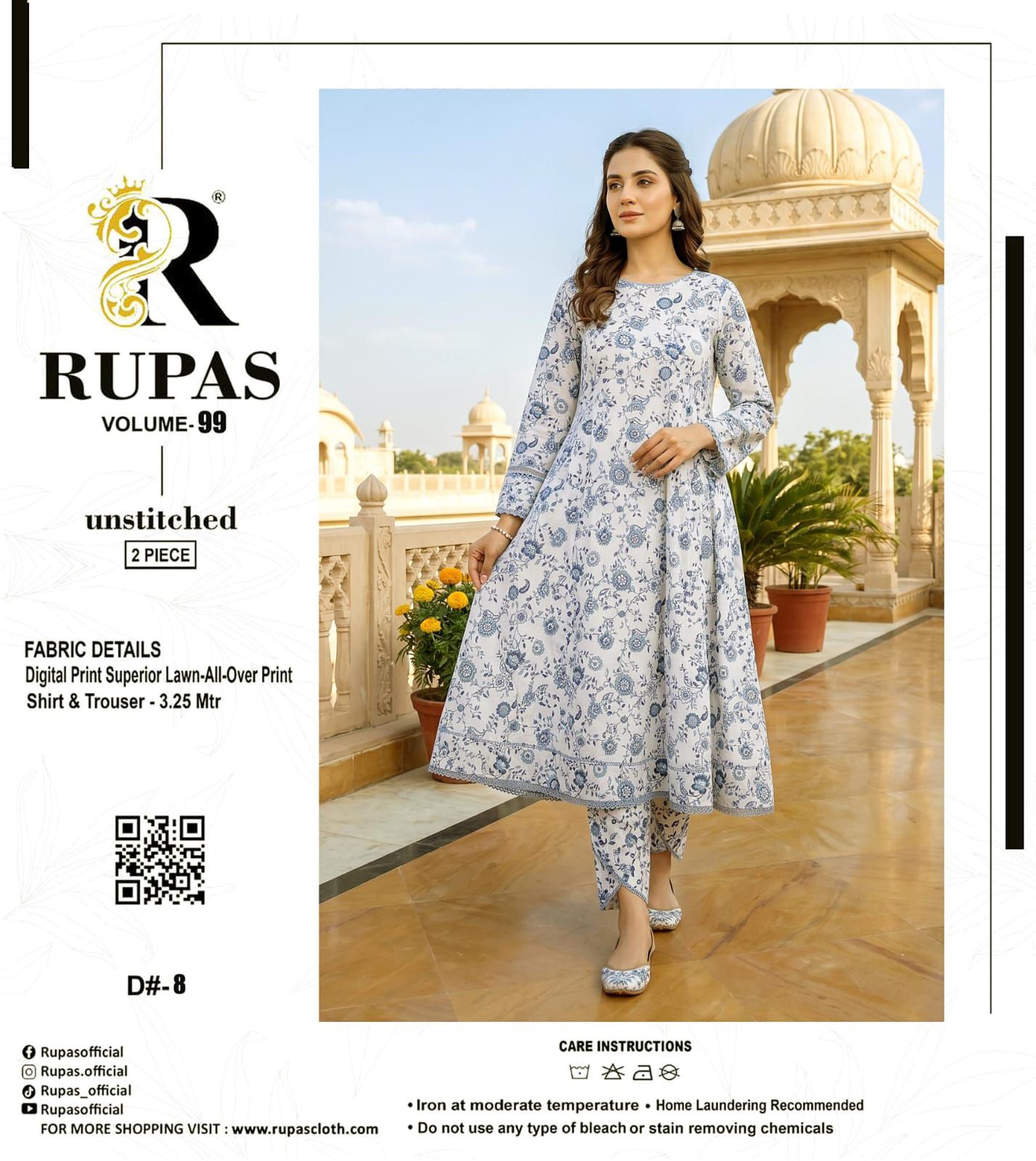 RUPAS, Digital Print Superior Lawn,Print Shirt & Trouser