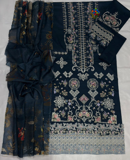 Qalamqar 4045 – Summer Collection:  Fine quality Airjet Lawn (90/70)