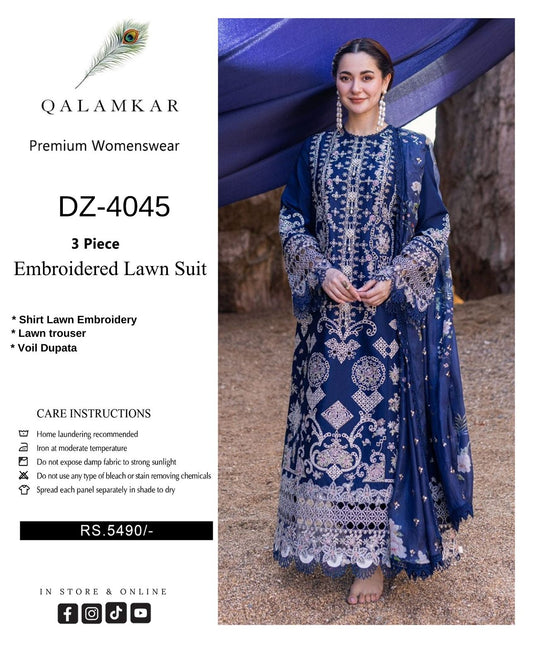 Qalamqar 4045 – Summer Collection:  Fine quality Airjet Lawn (90/70)