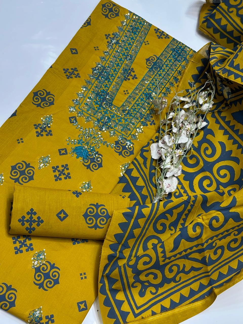 Premium lawn,cotton printed 3-pcs V-Gala Embroidery