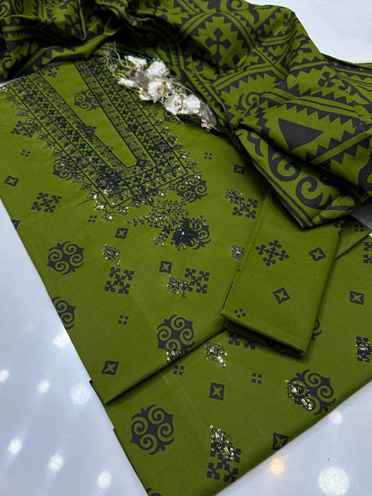 Premium lawn,cotton printed 3-pcs V-Gala Embroidery