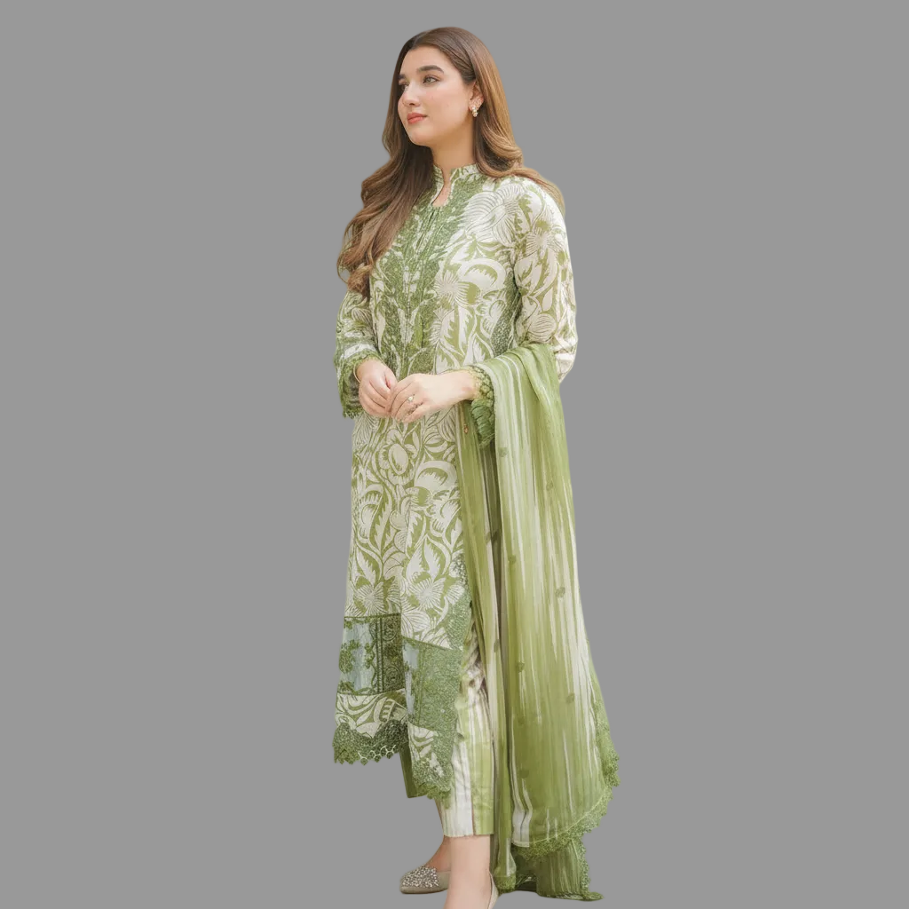 Aneela’s,Fabric Details : Lawn & Chiffon