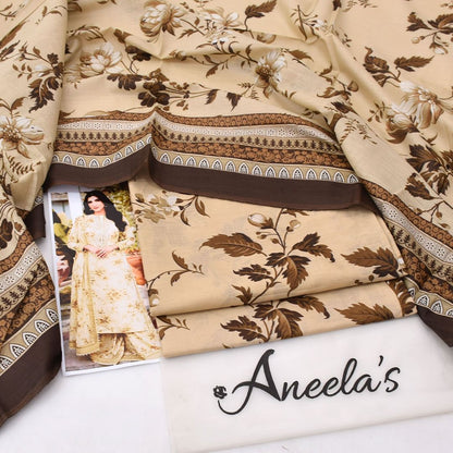 Aneela, Printed Lawn Shirt,Trouser,Plain Trouser & Lawn Dupatta