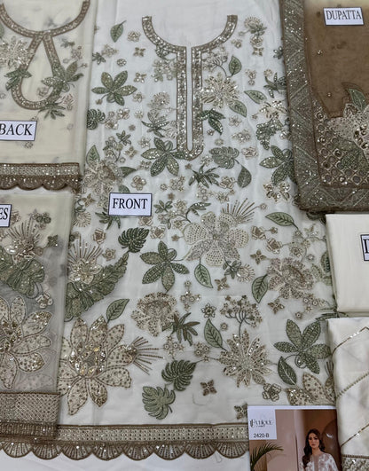 Jazmin, High-quality chiffon embroidered front and back, embroidered sleeves,