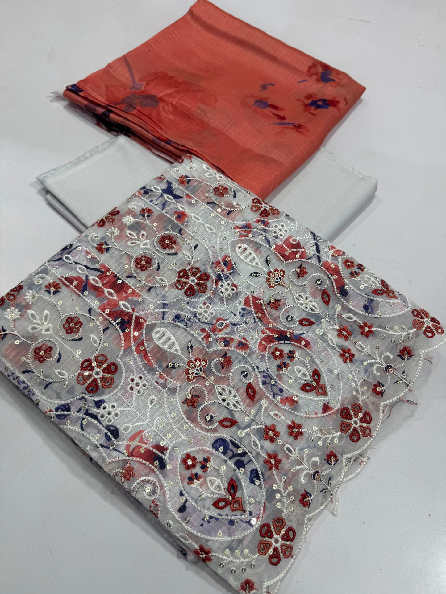 RIWAYAT, 3 PC PRINT LAWN EMBROIDERED CHIKENCARI 7 color's
