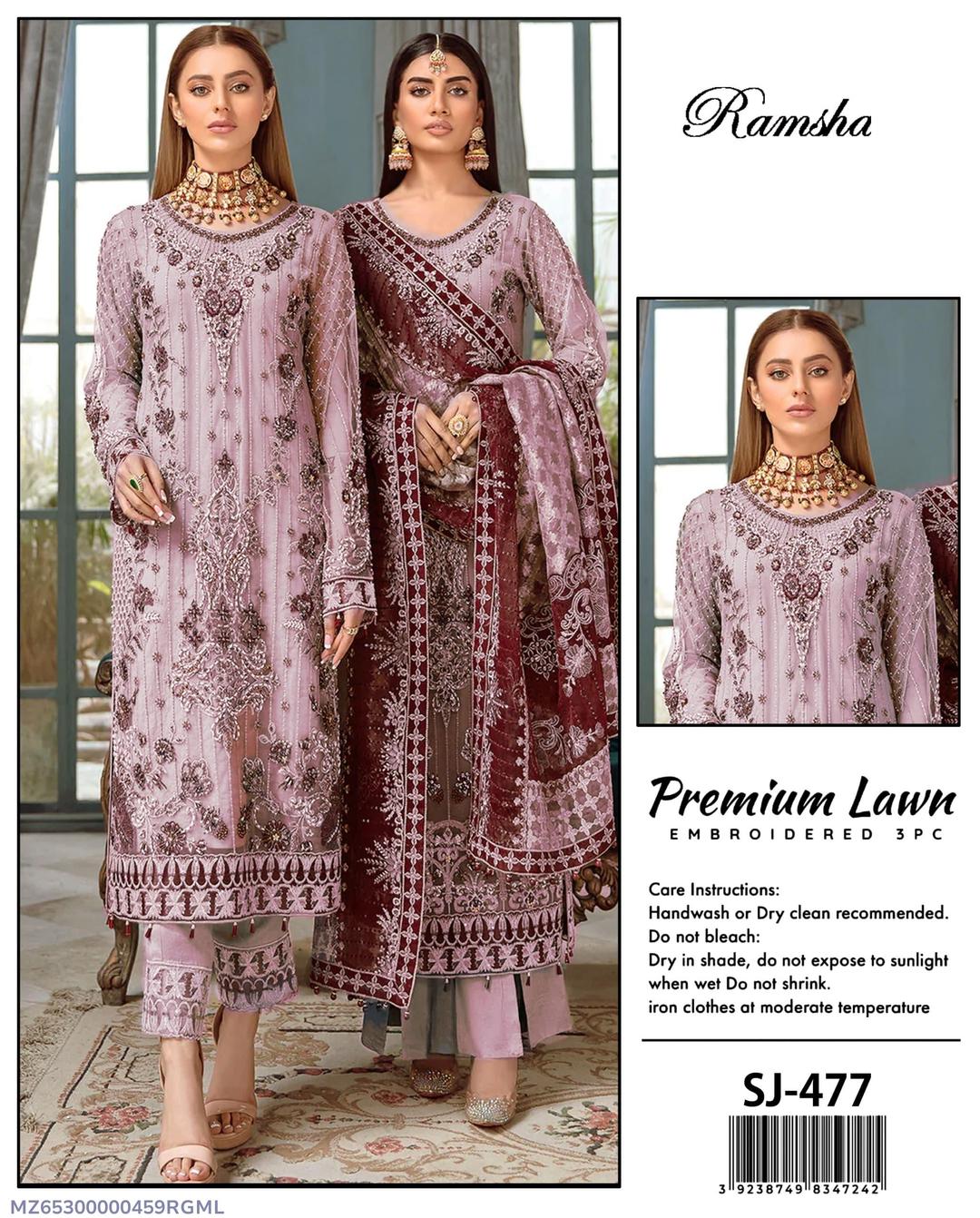 Women's unstitched embroidered dress 3pcs