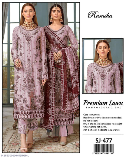 Women's unstitched embroidered dress 3pcs