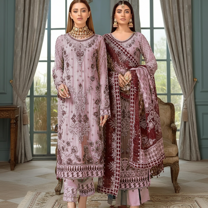 Women's unstitched embroidered dress 3pcs